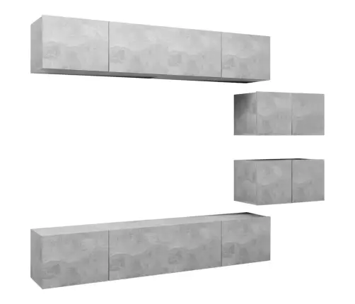 6-Daļīgs Tv Skapīšu Komplekts, Betona Pelēks, Inženierijas Koks Vidaxl