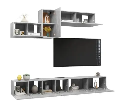6-Osaline Telerikappide Komplekt, Betoonhall, Tehispuit