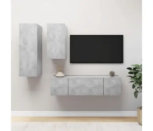 4-Daļīgs Tv Plauktu Komplekts, Betona Pelēks, Inženierijas Koks Vidaxl
