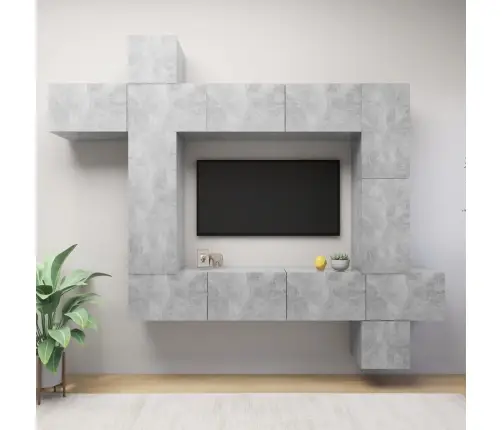 9-Daļīgs Tv Skapīšu Komplekts, Betona Pelēks, Inženierijas Koks Vidaxl