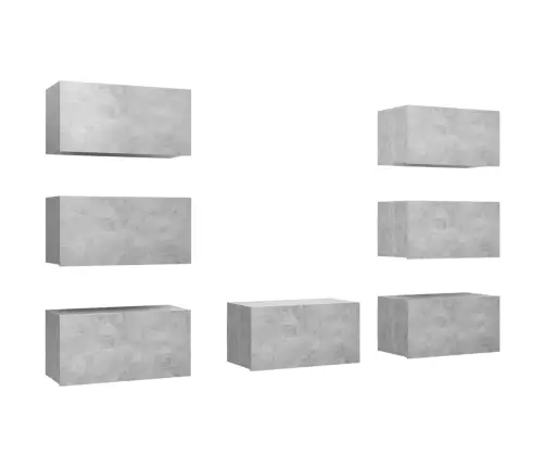 Tv Skapīši, 7Gab., 30,5X30X60Cm, Betonpelēki, Inženierijas Koks Vidaxl Tv Skapīši, 7Gab., 30,5X30X60Cm, Betonpelēki, Inženierijas Koks Vidaxl