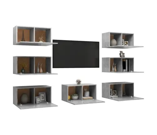 Tv Skapīši, 7Gab., 30,5X30X60Cm, Betonpelēki, Inženierijas Koks Vidaxl Tv Skapīši, 7Gab., 30,5X30X60Cm, Betonpelēki, Inženierijas Koks Vidaxl