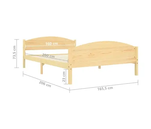 Gultas Rāmis, Priedes Masīvkoks, 160X200 Cm Vidaxl
