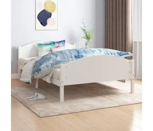 Gulta Bez Matrača, Balts, 140X200 Cm, Priedes Masīvkoks Vidaxl