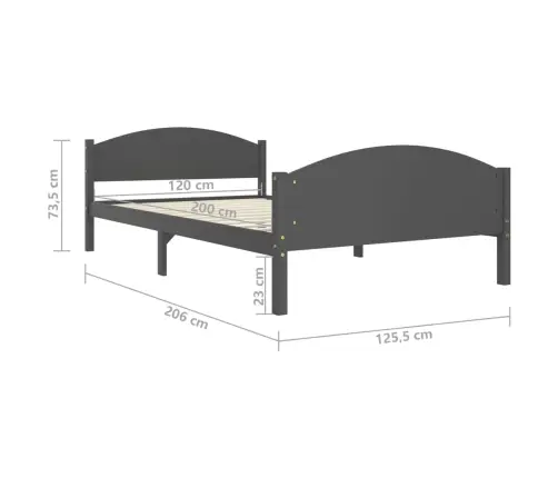 Voodiraam, Tumehall, Toekas Männipuit, 120 X 200 Cm