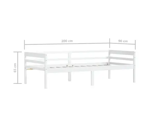 Voodiraam Valge, Tugevast Männipuidust, 90 X 200 Cm