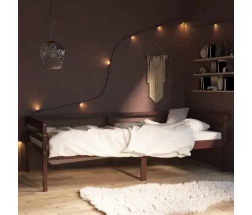 Gultas Rāmis, Tumši Brūns, Priedes Masīvkoks, 90X200 Cm Vidaxl