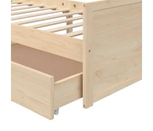 Gultas Rāmis Ar Atvilktnēm, Priedes Masīvkoks, 90X200 Cm Vidaxl