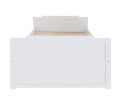 Lovos Rėmas Su Stalčiais, Baltas, 90X200cm Pušies Masyvas