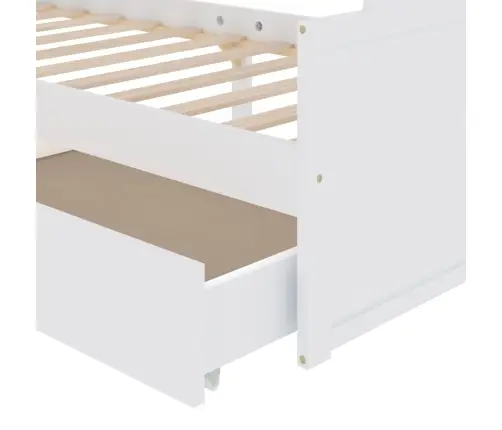 Lovos Rėmas Su Stalčiais, Baltas, 90X200cm Pušies Masyvas