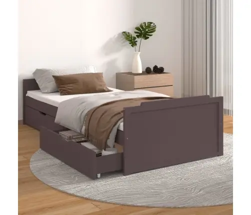 Gultas Rāmis Ar Atvilktnēm, Tumši Brūns, Priede, 90X200 Cm Vidaxl