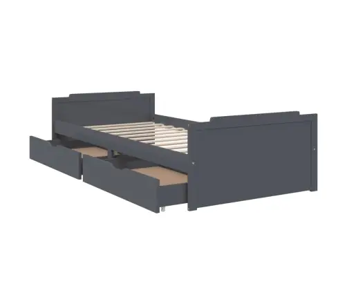 Lovos Rėmas Su Stalčiais, Tamsiai Pilkas, 90X200cm Pušis