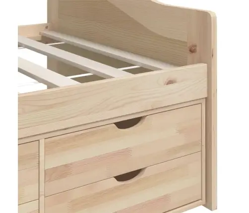 Trivietė Lova Su Stalčiais, 90X200cm Pušies Medienos Masyvas