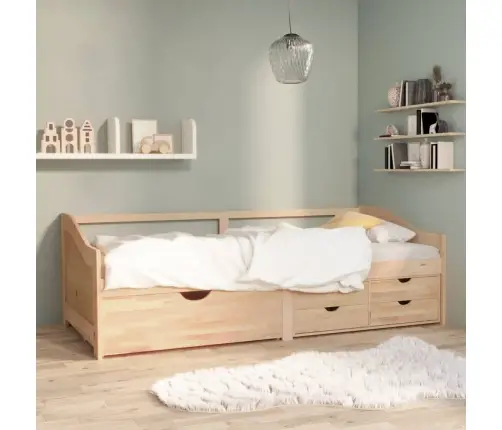 3-Vietīga Dīvāngulta Ar Atvilktnēm, Priedes Koks, 90X200 Cm Vidaxl