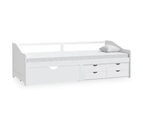 3-Vietīga Dīvāngulta Ar Atvilktnēm, Balta, Priede, 90X200 Cm Vidaxl