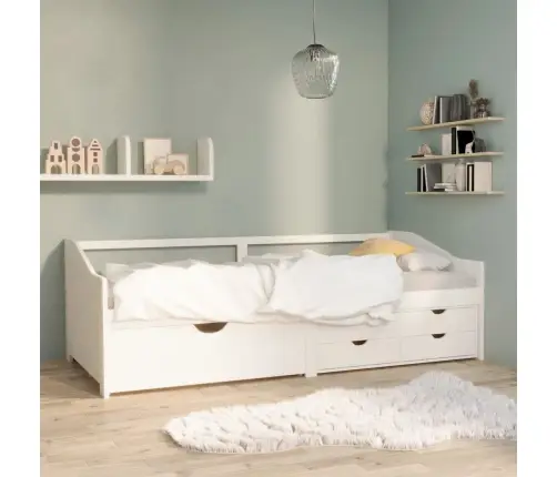 3-Vietīga Dīvāngulta Ar Atvilktnēm, Balta, Priede, 90X200 Cm Vidaxl