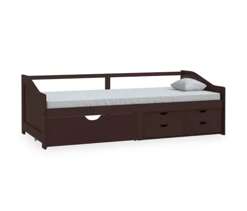 3-Vietīga Dīvāngulta Ar Atvilktnēm, Brūna, Priede, 90X200 Cm Vidaxl