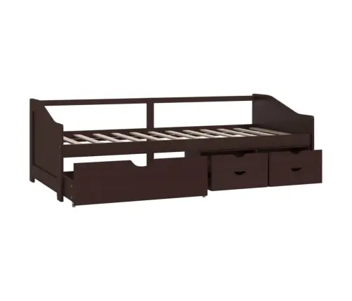 3-Vietīga Dīvāngulta Ar Atvilktnēm, Brūna, Priede, 90X200 Cm Vidaxl