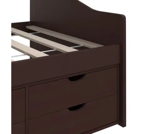 3-Vietīga Dīvāngulta Ar Atvilktnēm, Brūna, Priede, 90X200 Cm Vidaxl