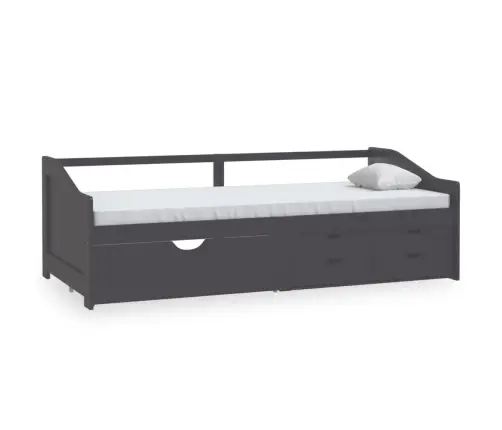 3-Vietīga Dīvāngulta Ar Atvilktnēm, Pelēka, Priede, 90X200 Cm Vidaxl