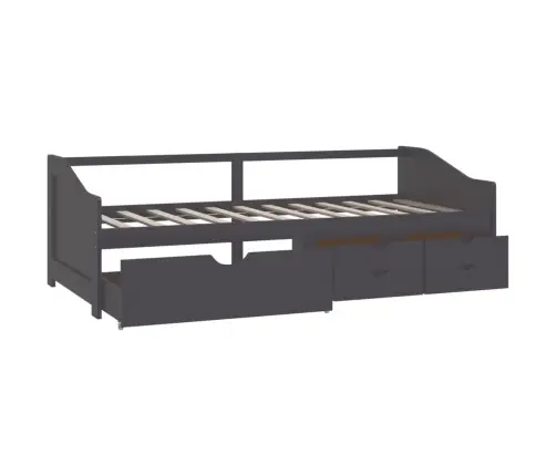 3-Vietīga Dīvāngulta Ar Atvilktnēm, Pelēka, Priede, 90X200 Cm Vidaxl