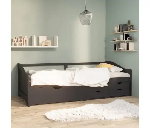 3-Vietīga Dīvāngulta Ar Atvilktnēm, Pelēka, Priede, 90X200 Cm Vidaxl