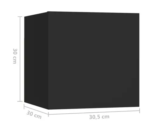 Naktsskapīši, 2 Gab., Melni, 30,5X30X30 Cm, Inženierijas Koks Vidaxl