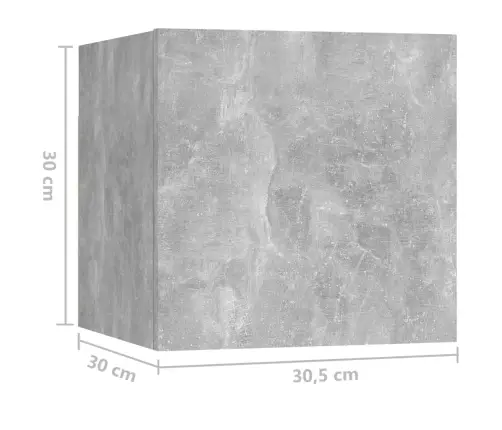 Naktsskapīši, 2 Gab. Betonpelēki 30,5X30X30Cm Inženierijas Koks Vidaxl