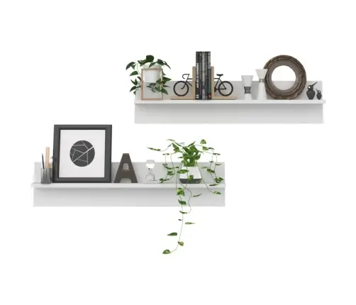 Sieninės Lentynos, 2Vnt., Baltos Spalvos, 80X11,5X18cm Mdp