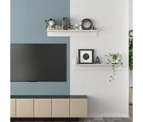 Sieninės Lentynos, 2Vnt., Baltos Spalvos, 80X11,5X18cm Mdp