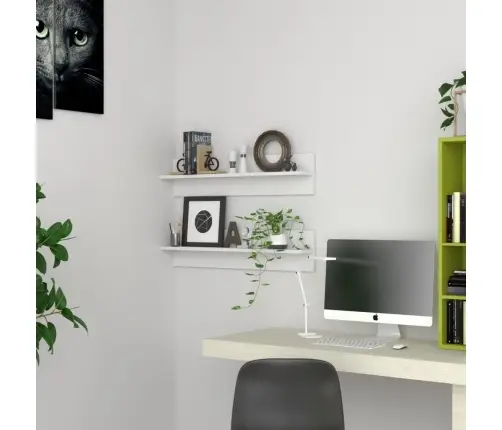 Sieninės Lentynos, 2Vnt., Baltos Spalvos, 80X11,5X18cm Mdp