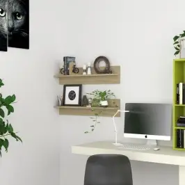 Sienas Plaukti, 2 Gab., 80X11,5X18 Cm, Ozola, Inženierijas Koks Vidaxl