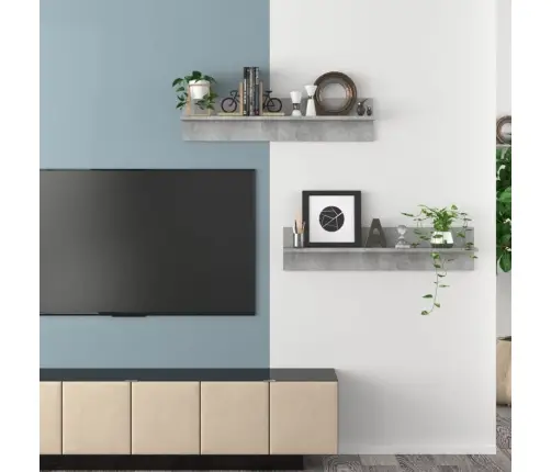 Sienas Plaukti, 2 Gab., 80X11,5X18Cm, Pelēki, Inženierijas Koks Vidaxl