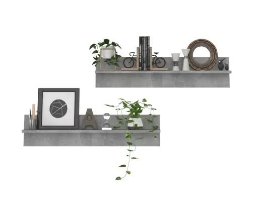 Sienas Plaukti, 2 Gab., 80X11,5X18Cm, Pelēki, Inženierijas Koks Vidaxl