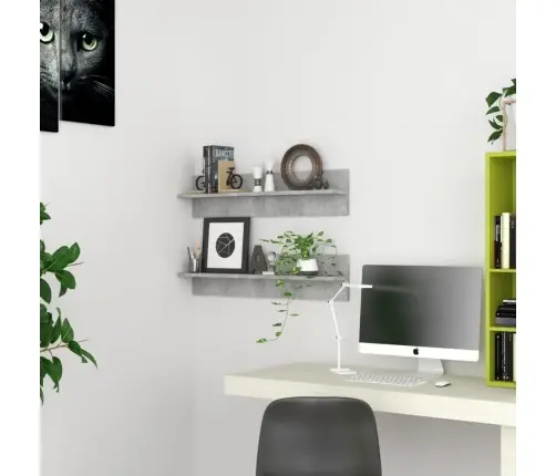 Sienas Plaukti, 2 Gab., 80X11,5X18Cm, Pelēki, Inženierijas Koks Vidaxl