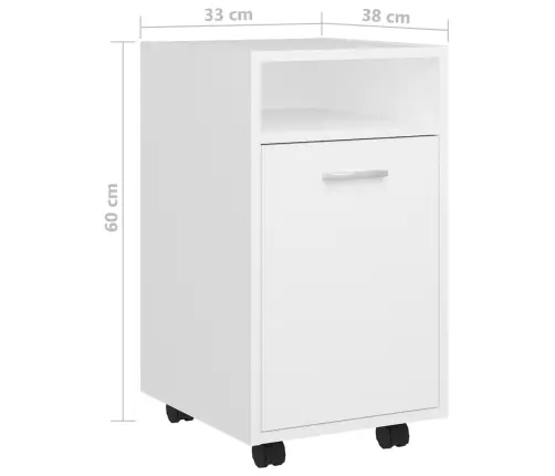 Šoninė Spintelė Su Ratukais, Balta, 33X38X60cm Mediena