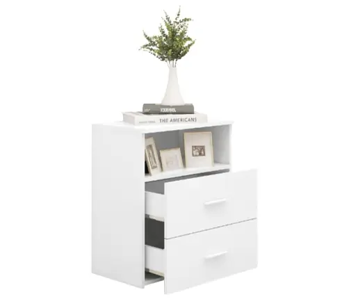 Naktsskapītis, Balts, 50X32X60 Cm Vidaxl
