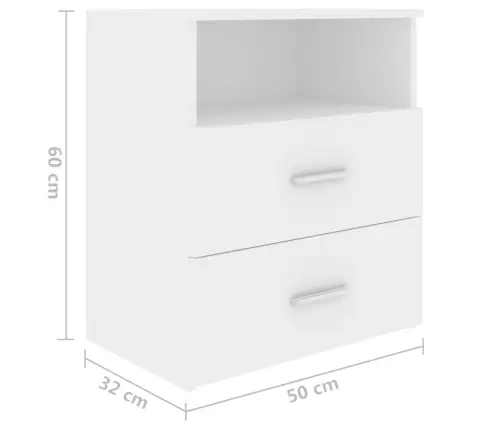 Naktsskapītis, Balts, 50X32X60 Cm Vidaxl