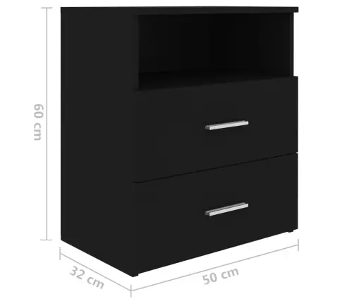 Naktinė Spintelė, Juodos Spalvos, 50X32X60Cm