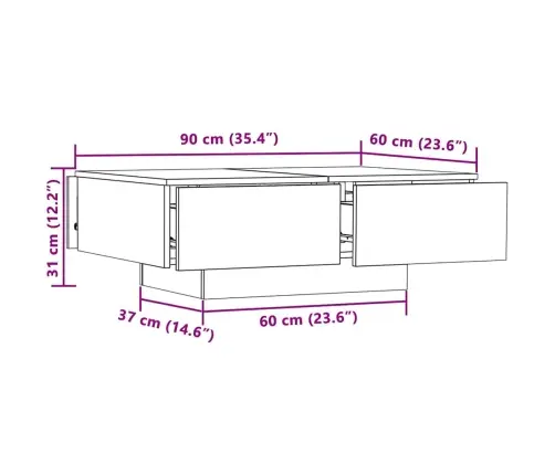 Kavos Staliukas, Sonoma Ąžuolo, 90X60X31cm Apdirbta Mediena