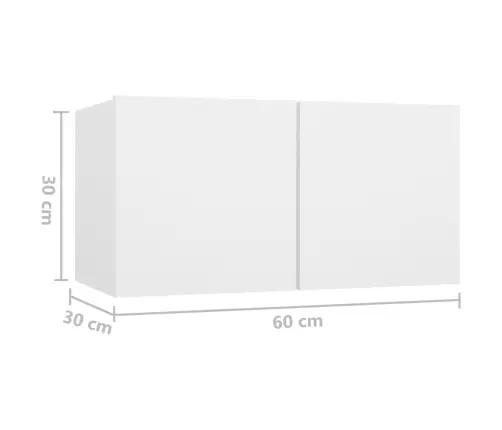 Seina Telerikapid, 3 Tk, Valge, 60 X 30 X 30 Cm