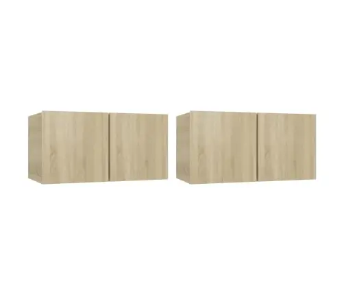 Piekarami Tv Skapīši, 2 Gab., Ozolkoka Krāsa, 60X30X30 Cm Vidaxl