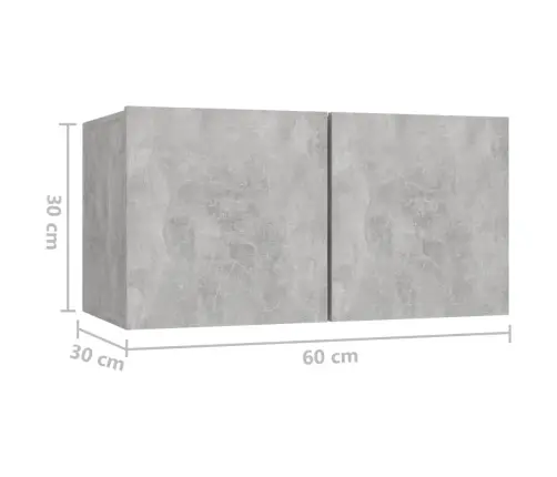 Pakabinamos Televizoriaus Spintelės, 2Vnt., Pilkos, 60X30X30Cm Pakabinamos Televizoriaus Spintelės, 2Vnt., Pilkos, 60X30X30Cm