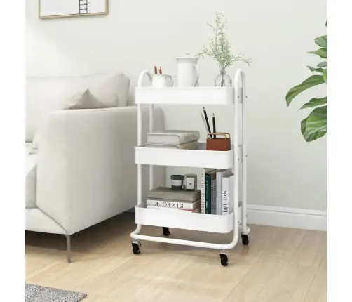 3-Līmeņu Ratiņi, Balti, 43X34X79 Cm, Tērauds Vidaxl