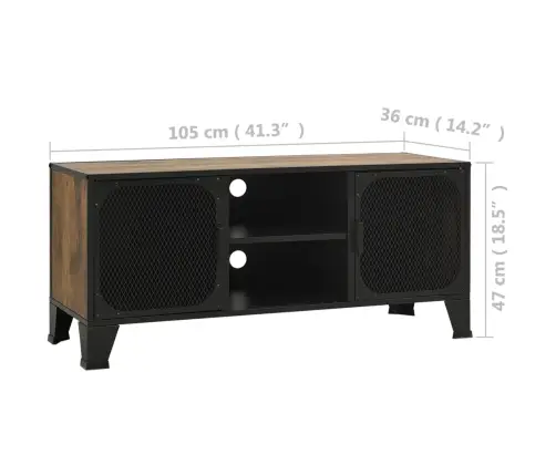 Tv Skapītis, Senatnīgi Brūns, 105X36X47 Cm, Metāls Un Mdf Vidaxl