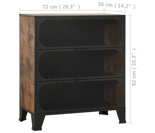 Skapītis, Senatnīgi Brūns, 72X36X82 Cm, Metāls Un Mdf Vidaxl