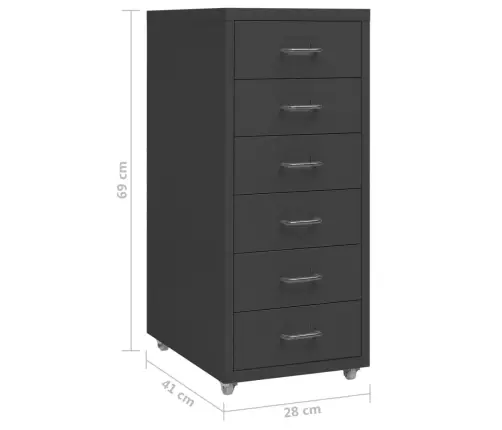 Mobiilne Kontorikapp, Antratsiit, 28 X 41 X 69 cm Metall Mobiilne Kontorikapp, Antratsiit, 28 X 41 X 69 cm Metall