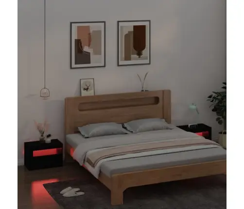 Naktsskapīši Ar Led Lampiņām, 2 Gab., Melni, 60X35X40 Cm Vidaxl