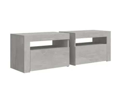 Naktsskapīši Ar Led, 2 Gab., Betona Pelēki, 60X35X40 Cm Vidaxl