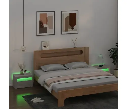 Naktsskapīši Ar Led, 2 Gab., Betona Pelēki, 60X35X40 Cm Vidaxl